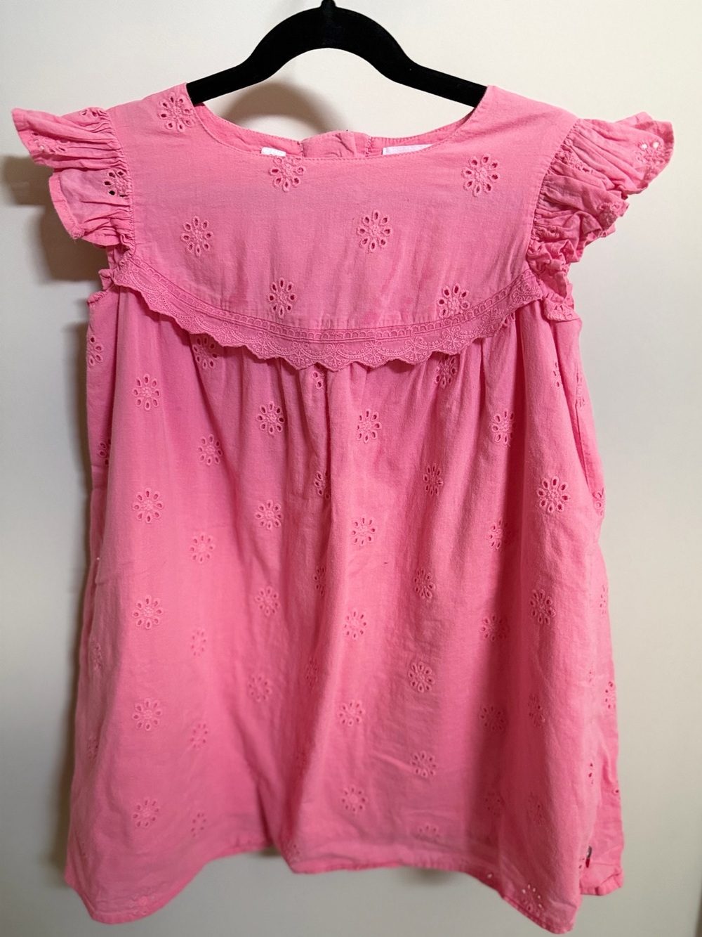 Magnetic Me Pink Eyelet Ruffle Sleeve Camisole Top